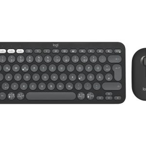 Logitech Pebble 2 Combo - Conjunto de teclado e rato - sem fios - Bluetooth LE - QWERTY - Espanhol - grafite tonal