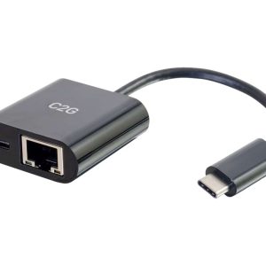 C2G USB C to Ethernet Adapter With Power Delivery - Black - Adaptador de rede - USB-C - Gigabit Ethernet x 1 - preto