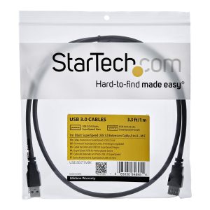 StarTech.com 1m Black SuperSpeed USB 3.0 Extension Cable A to A - Male to Female USB 3 Extension Cable Cord 1 m…