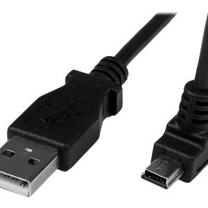 StarTech.com Down Angle Mini USB Cable - 2m - Black - USB A to Mini USB B - USB to Mini USB Cable - Mini USB Charger -…
