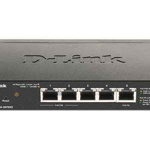 D-Link DGS 1100-05PDV2 - Interruptor - inteligente - 5 x 10/100/1000 (2 PoE) - desktop - PoE (18 W)