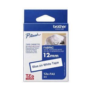 Brother TZe-FA3 - Tecido - azul-marinho em branco - Rolo (1,2 cm x 3 m) 1 cassete(s) fita termo-colante - para Brother PT-D210, D600, H110, P-Touch PT-1010, D200, D450, D800, E550, H110, P750, P900