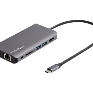 Startech USB C Multiport Adapter, USB-C Mini Travel Dock with 4K HDMI or 1080p VGA, 3x USB 3.0 Hub, SD, GbE, Audio,…
