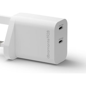dbramante1928 re-charge - Adaptador de alimentação - 25 Watt - 3 A - 2 conectores de saída (USB-C) - branco - Reino…