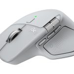 Logitech MX Master 4 - Rato - 8 botões - sem fios - Bluetooth, 2.4 GHz - receptor sem fio USB - cinza pálido