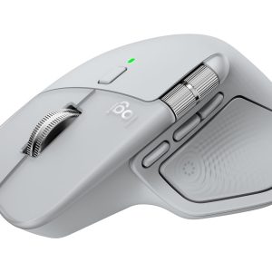 Logitech MX Master 4 - Rato - 8 botões - sem fios - Bluetooth, 2.4 GHz - receptor sem fio USB - cinza pálido