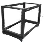 Startech 12U 19" Open Frame Server Rack, 4 Post Adjustable Depth 23-41" Mobile, Free Standing Rolling Network/Computer…