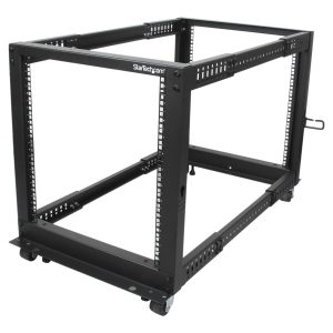Startech 12U 19" Open Frame Server Rack, 4 Post Adjustable Depth 23-41" Mobile, Free Standing Rolling Network/Computer…