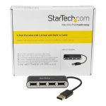 Startech 4 Port USB 2.0 Hub - USB Bus Powered - Portable Multi Port USB 2.0 Splitter and Expander Hub - Small Travel…