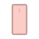 Belkin BoostCharge - Carregador portátil - 20000 mAh - 15 watt - 3 A - 3 conectores de saída (USB-C, 2 x USB) - no cabo: USB-C - ouro rosa