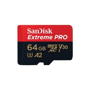 SanDisk Extreme PRO - Cartão de memória flash (adaptador microSDXC para SD Incluído) - 64 GB - A2