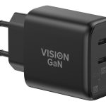 Vision - Adaptador de alimentação - 65 watt - 3.25 A - 2 conectores de saída (2 x USB-C) - preto - Europa