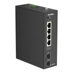 D-Link DIS 100G-06P - Interruptor - industrial - sem gestão - 4 x 10/100/1000 (PoE) + 2 x Gigabit SFP - montável em…