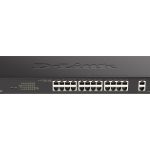 D-Link DGS 1100-26MPV2 - Interruptor - inteligente - 24 x 10/100/1000 (PoE) + 2 x combo Gigabit SFP - desktop, montável…