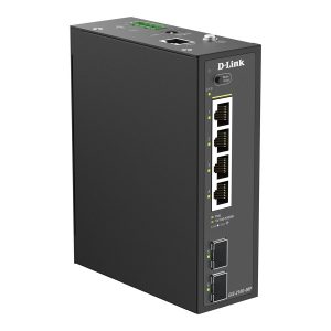 D-Link DIS 210G-06P - Interruptor - industrial - inteligente - 4 x 10/100/1000 (PoE+) + 2 x Gigabit SFP - montável em…