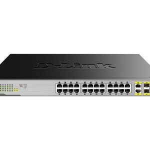 D-Link DGS 1026MP - Interruptor - sem gestão - 24 x 10/100/1000 (PoE) + 2 x combo Gigabit SFP - montável em trilho,…