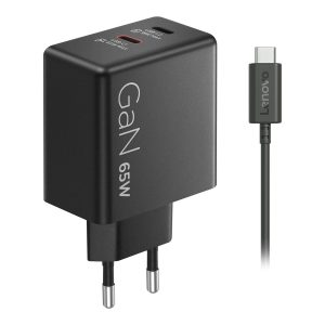 Lenovo Dual - Adaptador de alimentação - GaN - AC 100/240 V - 65 watt - conectores de saída: 2 - preto