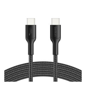 Belkin - Cabo USB - USB-C (M) para USB-C (M) - USB 2.0 - 2 m - trançado, USB-C Power Delivery (60W), Carregamento Rápido