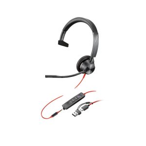 Poly Blackwire 3315 - Blackwire 3300 series - auscultadores - no ouvido - com cabo - macaco de 3,5 mm, USB-C - preto -…