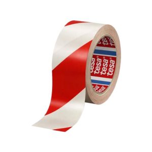 Fita Adesiva PVC Sinalização Vermelho/Branco Tesa 50mmx33m