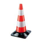 Cone Sinalização Branco e Laranja com Base Preta 50cm