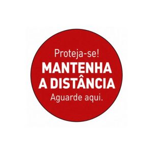Sinalética MANTENHA A DISTÂNCIA Vinil Portas 347x347mm