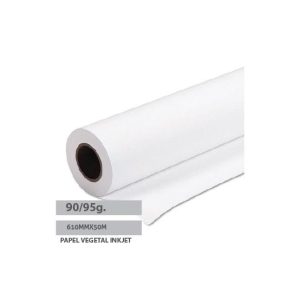 Papel Vegetal InkJet 90/95gr 610mmx50mts Pack 1 Rolo