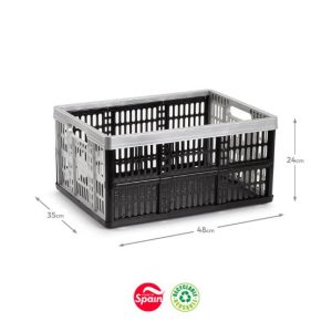 Caixa Dobrável Arrumação Plástica 48x35x24cm 32L Prata