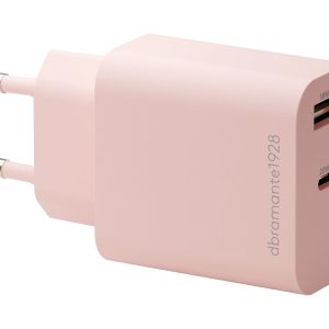 dbramante1928 re-charge - Adaptador de alimentação - 20 watt - 2 conectores de saída (USB-C, USB) - rosa - Europa