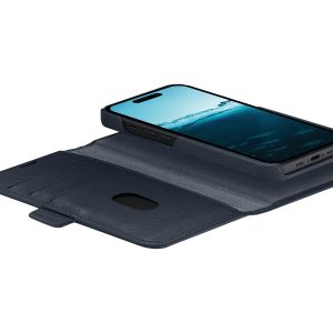 dbramante1928 New York - Capa flip cover para telemóvel - couro pebble de grão integral - azul pacífico - para Apple iPhone 15 Pro Max