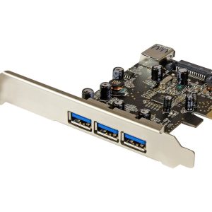 Startech 4 Port PCI Express USB 3.0 Card - 3 External and 1 Internal - Native OS Support in Windows 8 and 7 - Standard and Low-Profile (PEXUSB3S42) - Adaptador USB - PCIe 2.0 baixo perfil - USB 3.0 x 4 - para P/N: CFASTRWU3, ST1030USBM, ST43004UA, ST