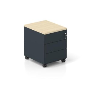 Bloco Rodado 3 Gavetas c/ Rodas 410x515x520mm Cinza/Carvalho