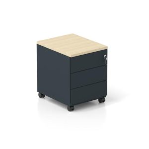 Bloco Rodado 3 Gavetas c/Rodas 415x515x575mm Cinza/Carvalho