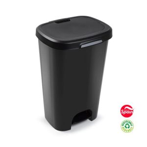Contentor 50L Plástico Preto com Pedal