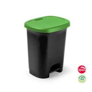 Contentor 27L Plástico Preto Tampa Verde com Pedal