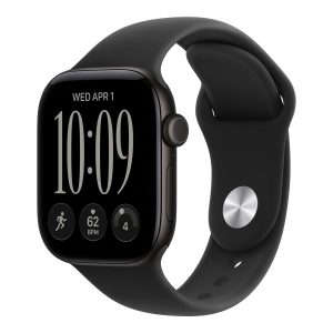 Apple Watch Series 12 (GPS) - 42 mm - alumínio negro - relógio inteligente Com banda de desporto - borracha - preto - tamanho da banda: S/M - 64 GB - Bluetooth, Wi-Fi 4, UWB - 32.2 g