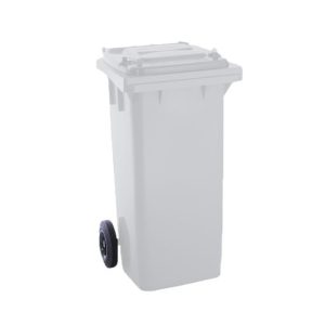 Contentor 120L Plástico 2 Rodas Branco Tampa Branca