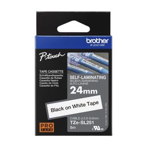 Brother TZe-SL251 - Auto-adesivo - preto em branco - Rolo (2,4 cm x 8 m) 1 cassete(s) fita laminada - para P-Touch PT-D800W, PT-E550WSP, PT-E550WVP