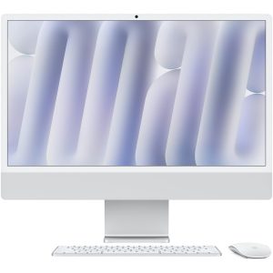 Apple iMac with 4.5K Retina display - All-in-one M4 - RAM 16 GB - SSD 256 GB - Apple M4 10-core - Gigabit Ethernet, IEEE 802.11ax (Wi-Fi 6E), Bluetooth 5.3 - macOS Sequoia 15.0 - monitor: LED 24" 4480 x 2520 (4.5K) - teclado: Português - prata