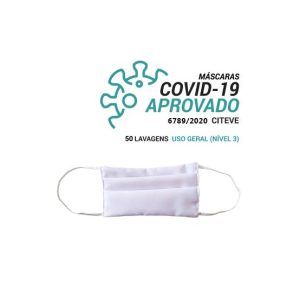 Máscara Reutilizável 50 Lavagens Adulto Branco Pack 3un