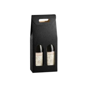 Caixa Cartão 180x090x340mm p/2 Garrafas Preto