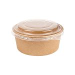Saladeiras 750ml Cartão Redondo Cor Kraft com Tampa PET 25un