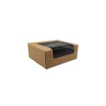 Caixa Cartão Kraft Preto Janela Sushi 12x10x4,5cm 100un