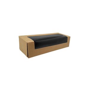 Caixa Cartão Kraft Preto Janela Sushi 19,5x07x4,5cm 100un