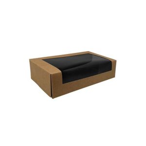 Caixa Cartão Kraft Preto Janela Sushi 18,5x10x4,5cm 100un