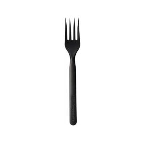 Garfos C-PLA Reutilizáveis 17cm Preto 100un