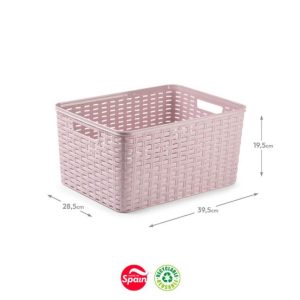 Caixa Arrumação Rattan Nº5 18L Rosa Pastel