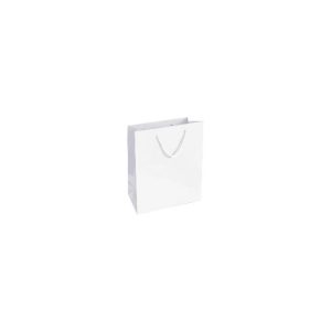 Saco 18x08x25cm Papel Couché 200g c/Asas Cordão Branco 1un