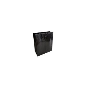 Saco 18x08x25cm Papel Couché 200g c/Asas Cordão Preto 1un