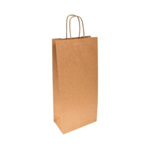 Saco 18x10x39cm 2 Garrafas Papel 100g c/Asas Kraft 1un